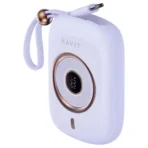 Havit PB5214 Mini Modern Power bank 10000mah PD35W With Built in Type c Cable Purple