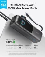 Anker Zolo Power Bank 25K, 165W, Built-In and Retractable Cables - Image 4